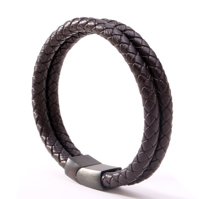 Black Multi-layer Real Cowhide Hand-woven Bracelet Bracelet Men's Bracelet