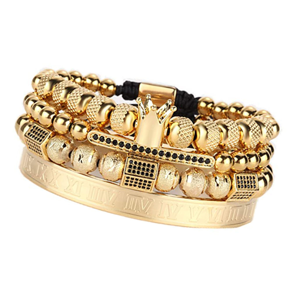 Crown Diamond Ball Diamond Double Row Crescent Combination Four-piece Bracelet