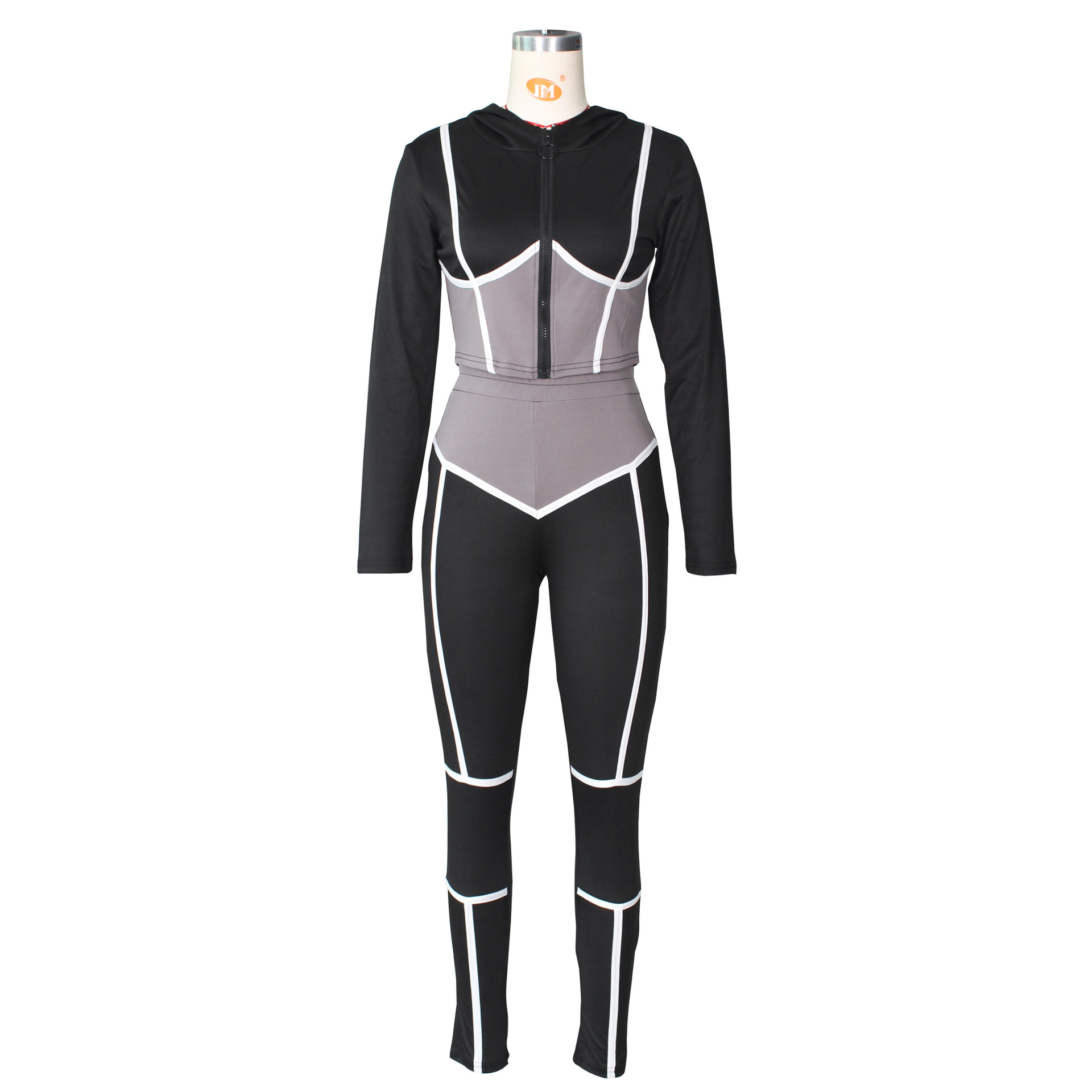 Fashion Yoga Clothes Contrast Color Tight Two-piece Sports Suit