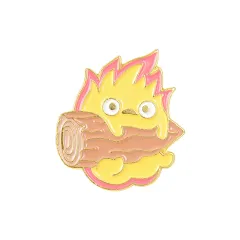 Small Flame Holding Firewood Shape Brooch Jewelry - Photo Color - View 1