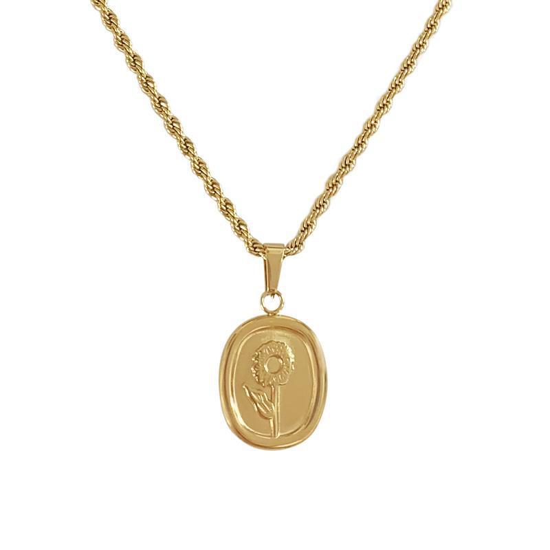 Retro French Sunflower Personality Simple Quality Women's Sweater Chain Necklace High-quality Wild