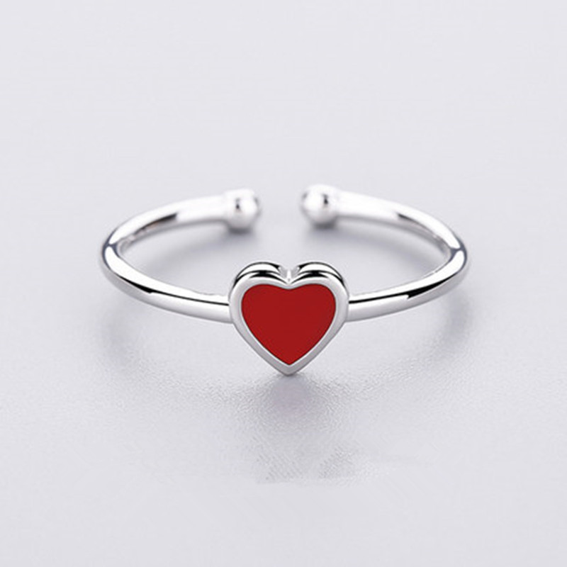 Simple Temperament Small Red Heart Ring Female Fashion Popular Sweet Love Niche Design Net Red Heart Ring