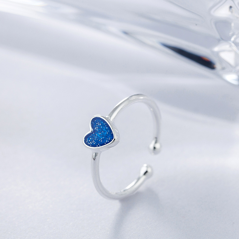Simple Temperament Opening Korean Ring Ladies New Personality Epoxy Blue Love Ring