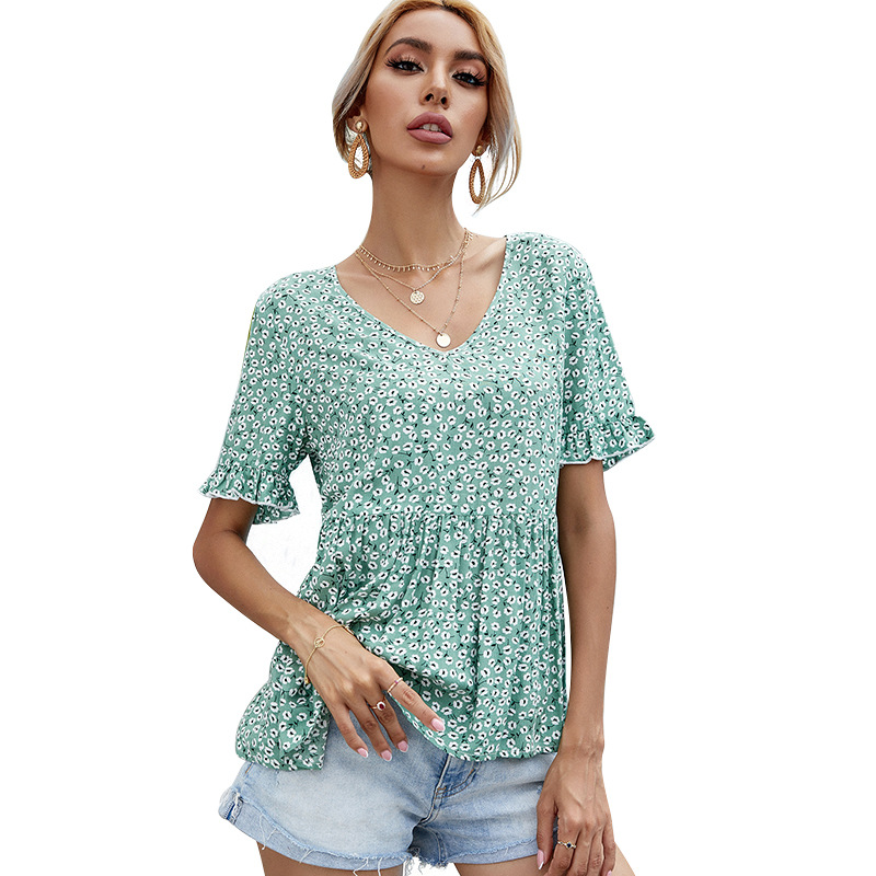 Title 3, Short-Sleeved Shirt Floral Female Summer New Lo...