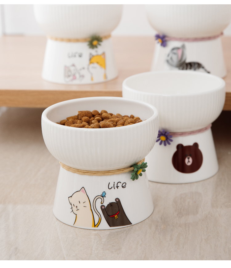 Household Simple And Cute Ceramic Pet Drinking Bowl