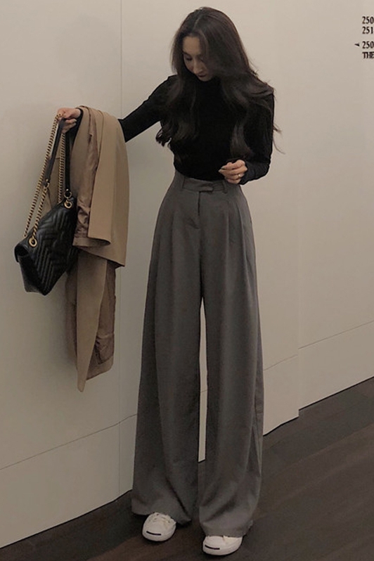 High Waist Drape Suit Pants Thin Retro Casual Pants Loose Straight Pants