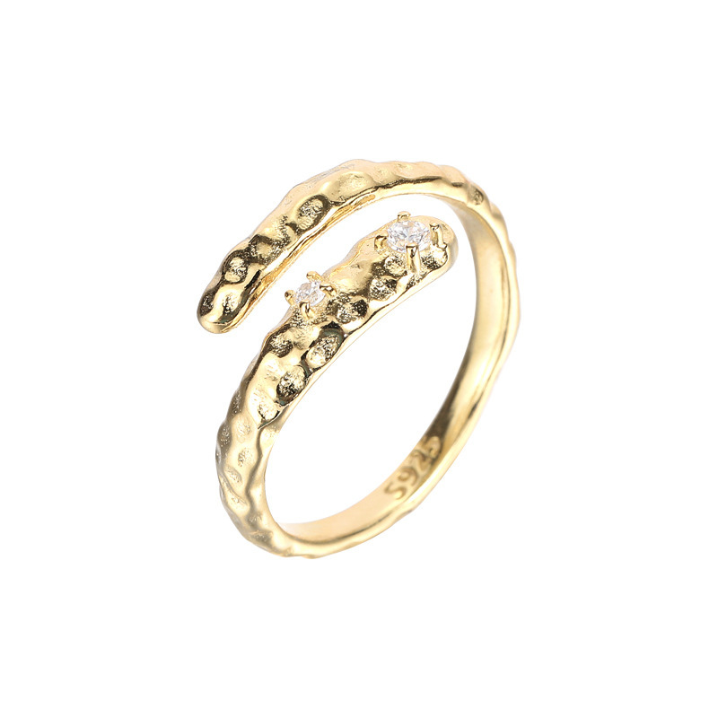 Silver Snake-shaped Diamond Ring Personalized Ring