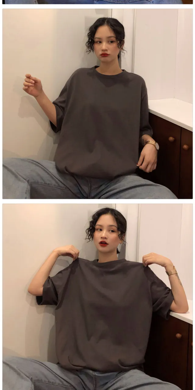 Women's Casual Mid length Short sleeved T shirt Grey - Shop at LoveMi