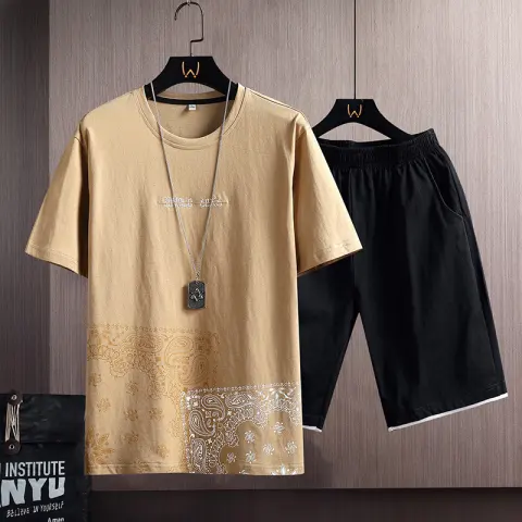 Sports Suit Men's Summer Cotton Short Sleeve T-Shirt Shorts
