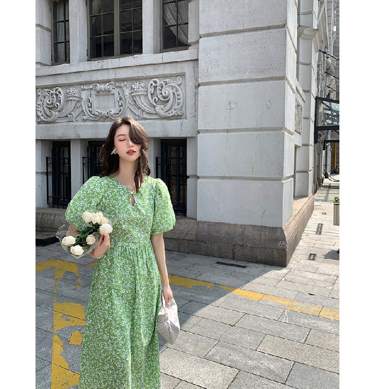 Puff-Sleeve A-Line Midi Dress, picture 2 of 5