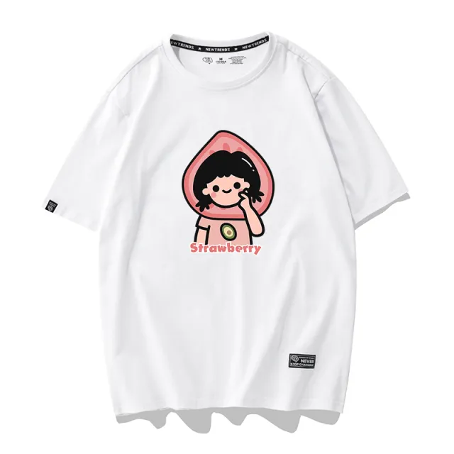 Summer new style avocado green short sleeved Harajuku style student T shirt f White B - Shop at LoveMi