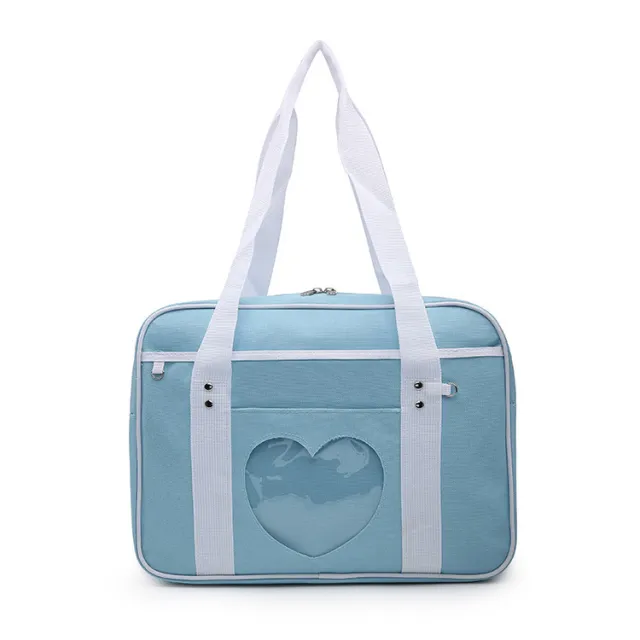 Cute Girl Student Portable Jk Bag Korean Version Ins Soft Girl PU Leather Messenger Bag Wild Uniform Bag Blue - Shop at LoveMi