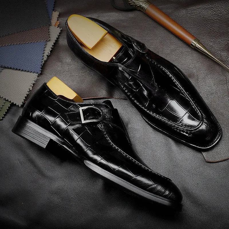 ClassicPattern Business Flat Shoes Men Designer Formal Dress Leather