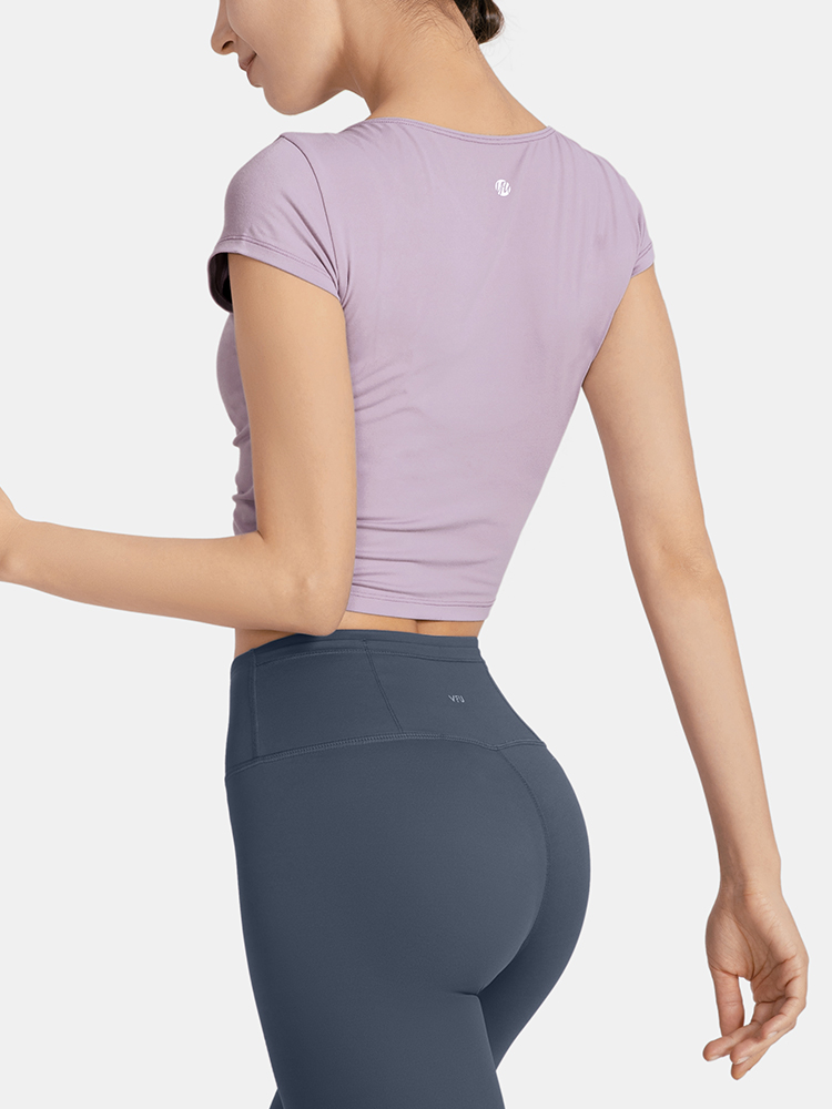 Short Sports T-shirt Women's V-neck Tight Yoga Clothes Top With Short Sleeves