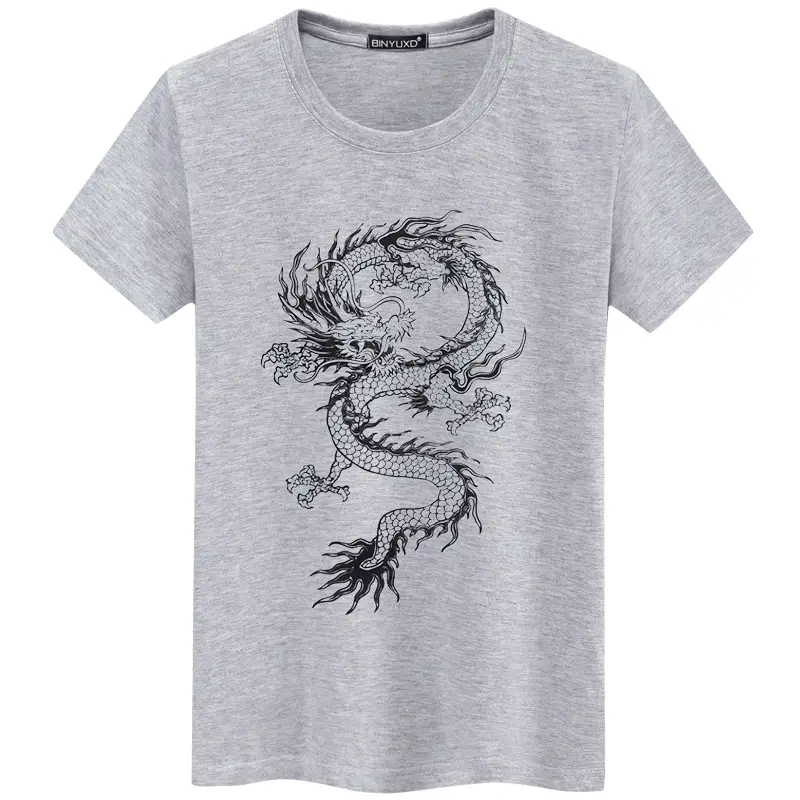 Half Sleeve T-shirt Trendy Round Neck Casual Chinese Dragon