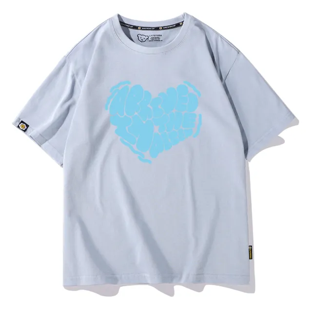 Lovers Wear Summer Love Printed T shirt Pure Cotton Half Sleeve Smog Blue Heart - Shop at LoveMi