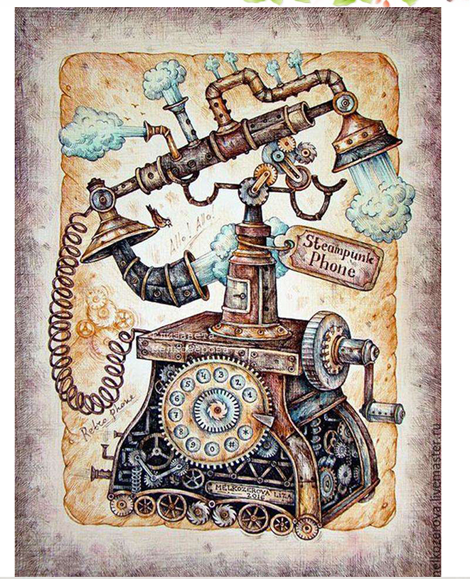 Diamond Painting Painted Vintage Telephone Mosaic Embroidery Cross Stitch Embroidery