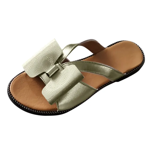 Bowknot Flower Women's Herringbone Flat Slippers Gold - Shop at LoveMi