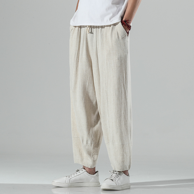 Loose Straight-leg Cotton And Linen Pants