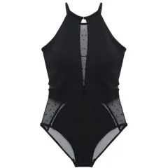Cover Belly Slim Swimsuit Black Mesh One-piece Bikini Swimsuit Sexy Triangle Swimsuit - Black - View 1