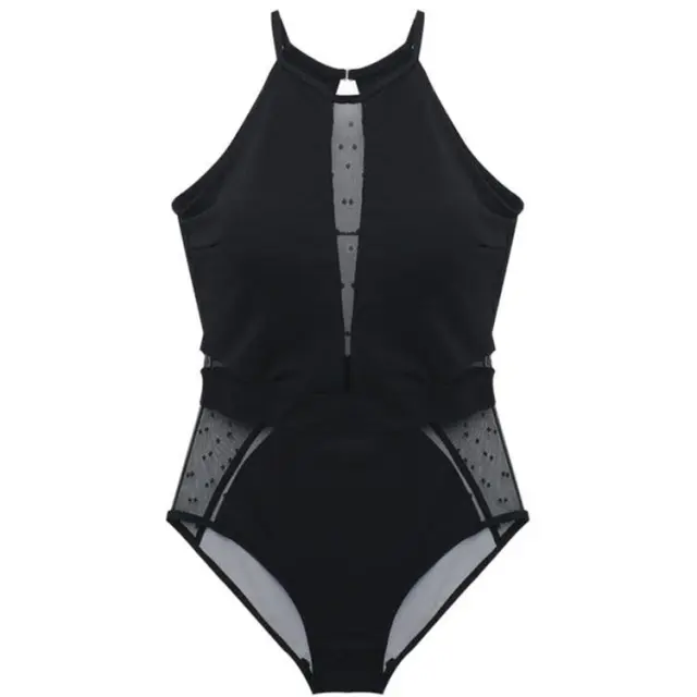 Cover Belly Slim Swimsuit Black Mesh One piece Bikini Swimsuit Sexy Triangle Swimsuit Black - Shop at LoveMi