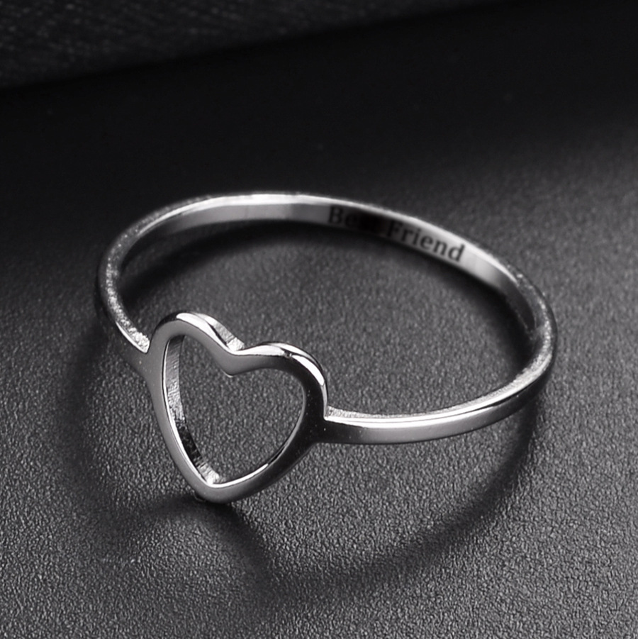 Love Heart-shaped Best Friend Stainless Steel Ring