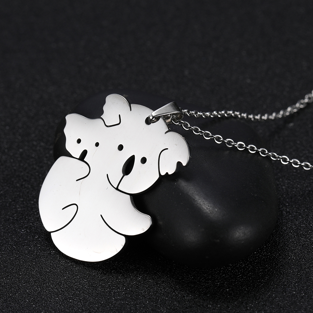 Animal Day Size Koala Mother And Child Stainless Steel Necklace