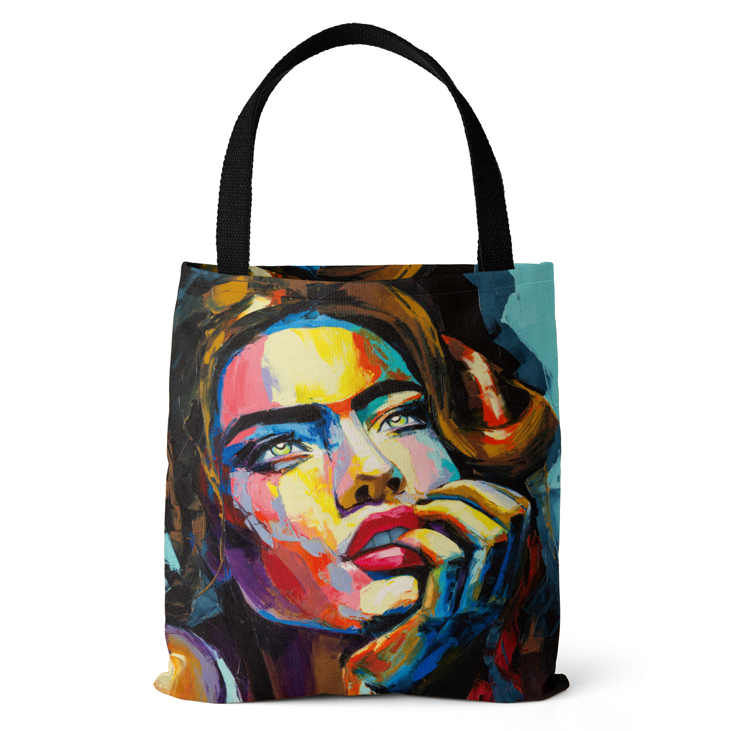 Title 2, Womens Oil Painting Print Beach Bag, Brutalist...