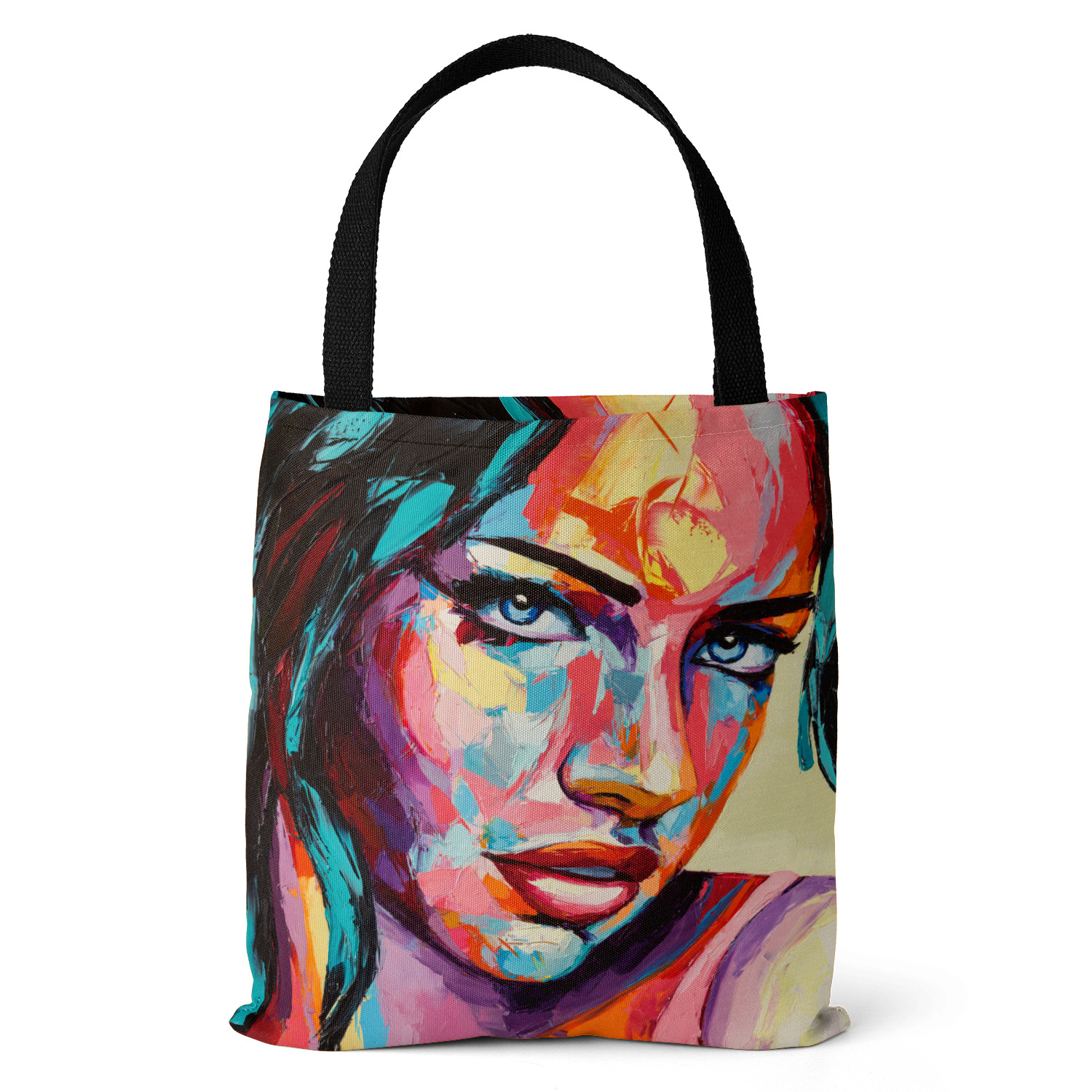 Title 4, Womens Oil Painting Print Beach Bag, Brutalist...