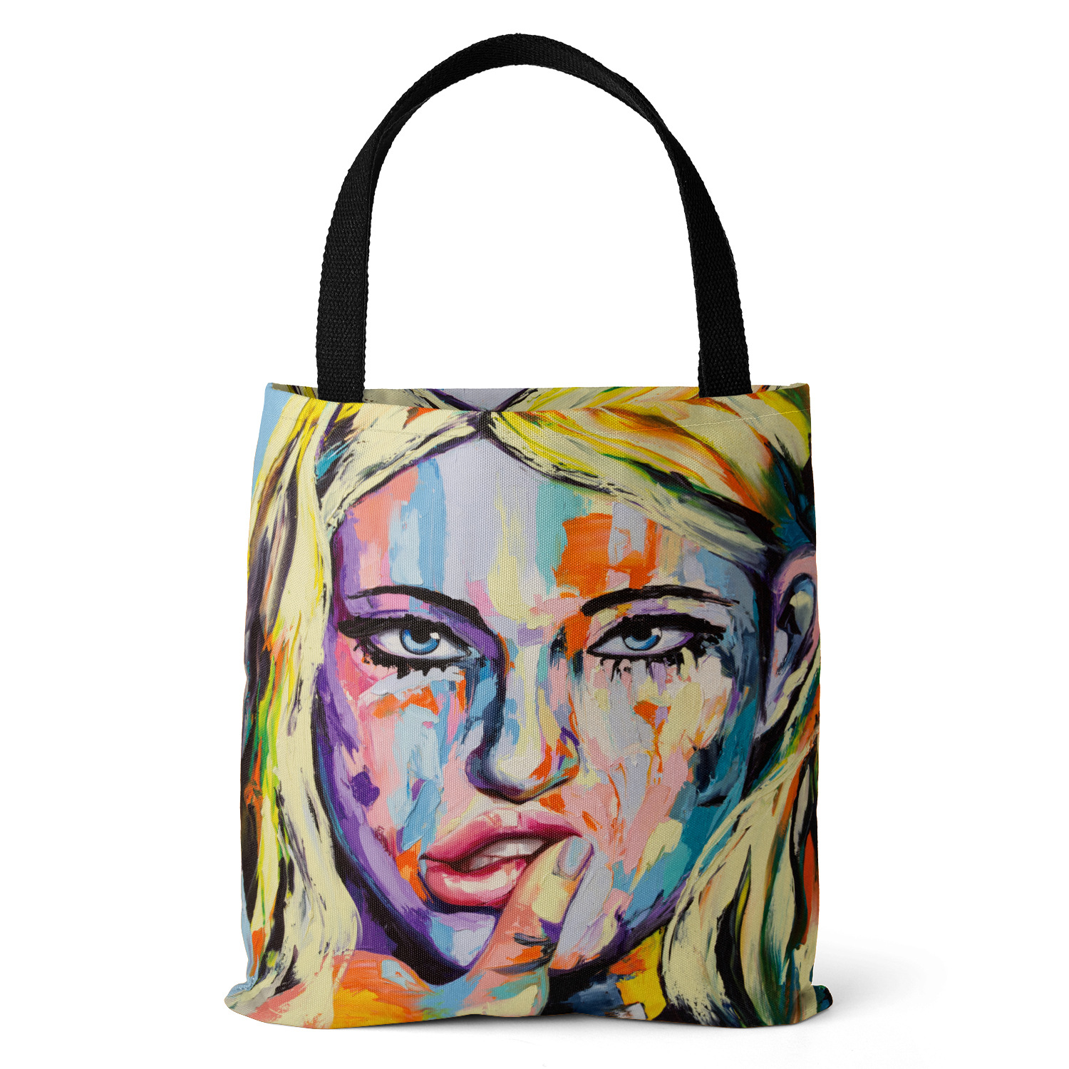 Title 3, Womens Oil Painting Print Beach Bag, Brutalist...