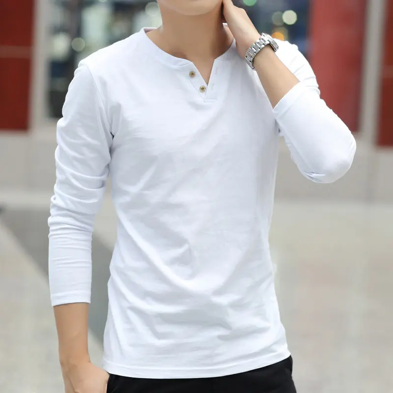 New Long Sleeve Autumn Linen T Shirts Male Casual