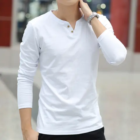 New Long Sleeve Autumn Linen T Shirts Male Casual