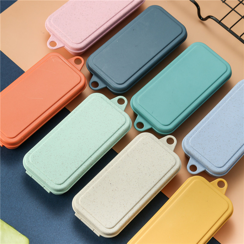 Складная посуда из пшеничной соломы. Портативный набор. Съемный нож, вилка, ложка и палочки для еды.