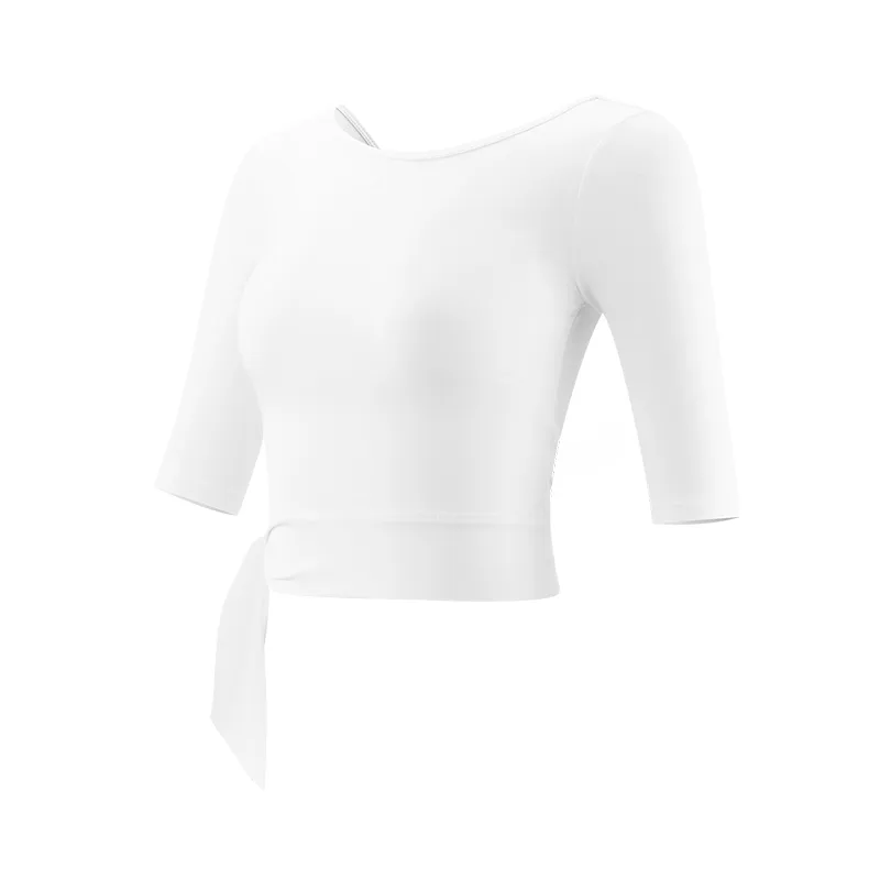 Half Sleeve Yoga Suit Women's Tights Short Gym Training Running Top Breathable Sports T-shirt Spring - White