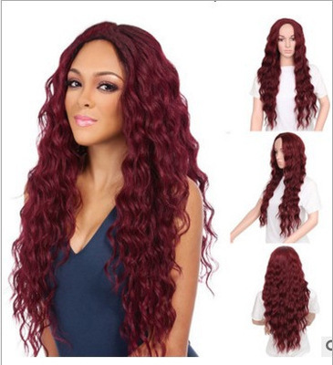 Wig Wine Red Corn Whisker Wig Black Small Curls — foto 7