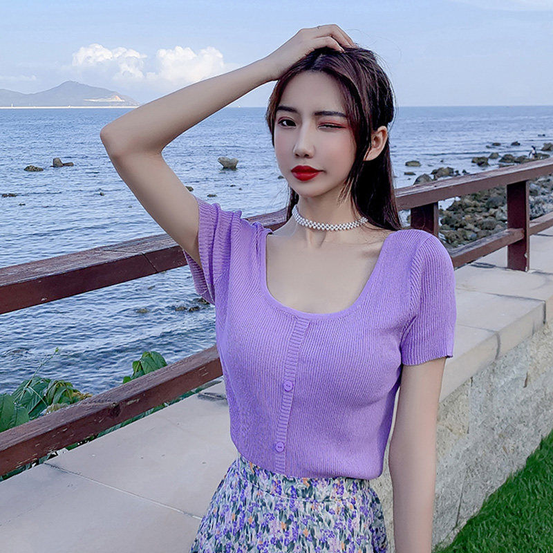 Western Style Knitted Blouse Covering Belly Slimming Dress