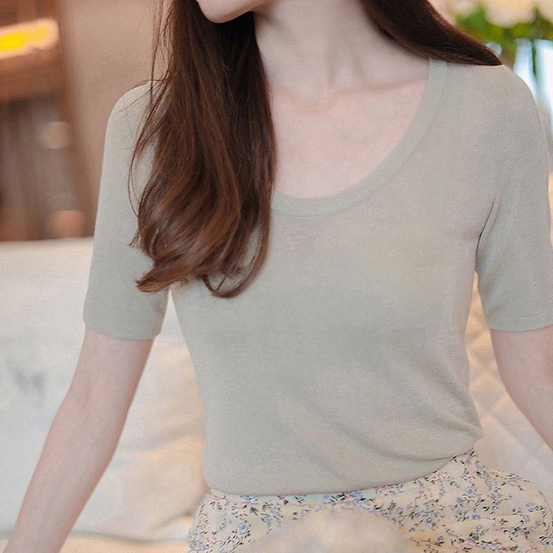 Ice Silk Short-sleeved Casual Bottoming Sweater Pullover