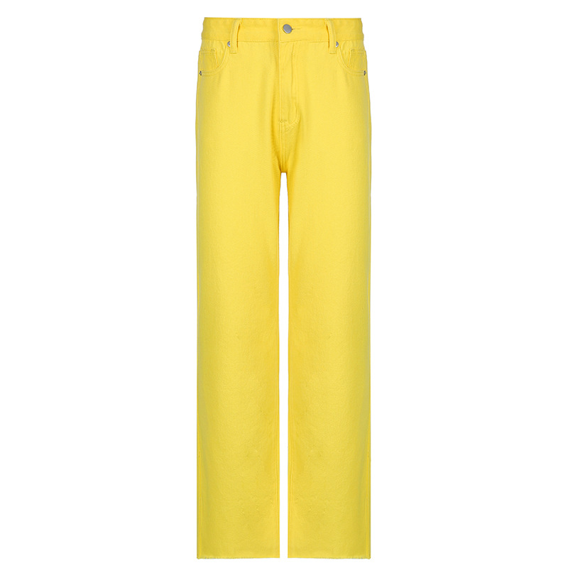 Net Red Colored High-Waist Jeans