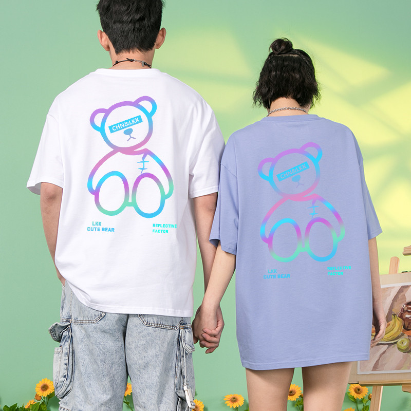 Title 5, Reflective Bear Loose Couple Summer T-shirt