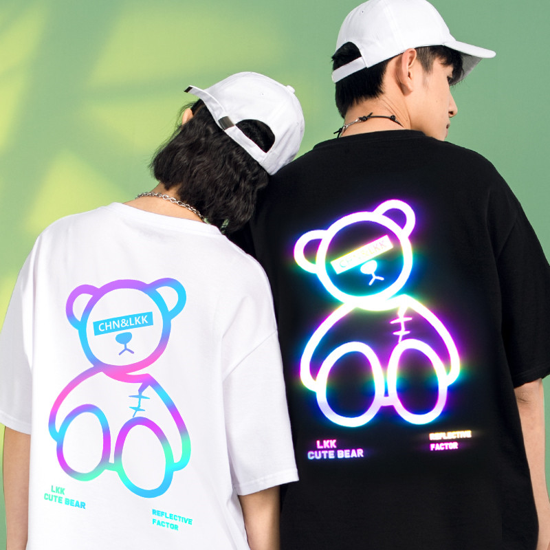 Title 7, Reflective Bear Loose Couple Summer T-shirt