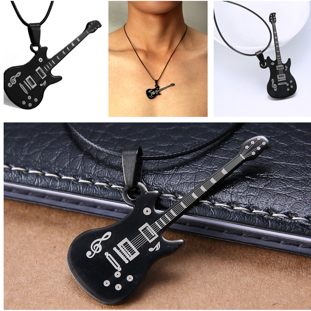 European And American Hot Style Stainless Steel Guitar Necklace