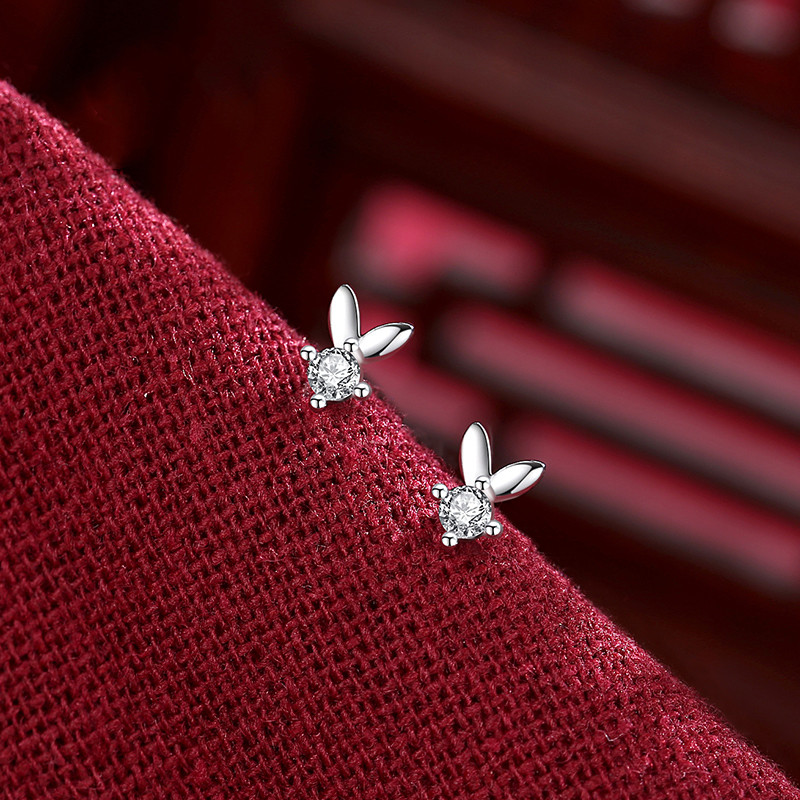 Bunny Cute Earrings Female 925 Sterling Silver
