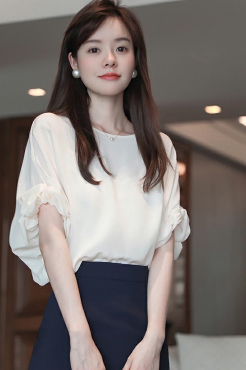 Thin Short Puff Sleeve Shirt