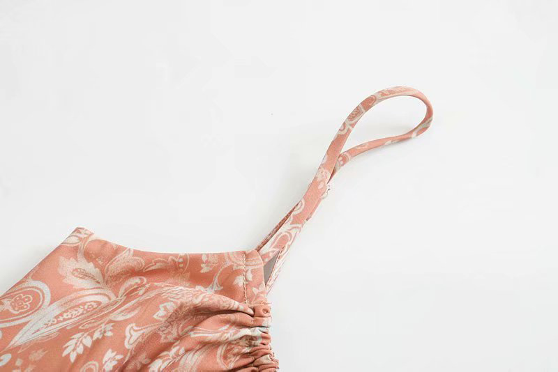 Style Holiday Cashew Flower Print Slim Sexy Suspender Dress Short Skirt