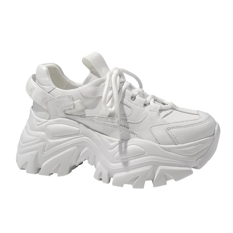Net Red Thick-soled White Shoes Leather Trifle White Increased Single Shoes