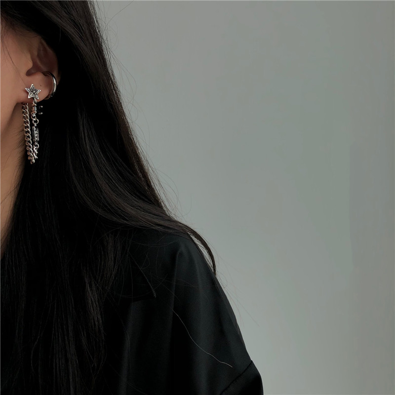 Old Vintage Style Dark Bunny Asymmetric Earrings