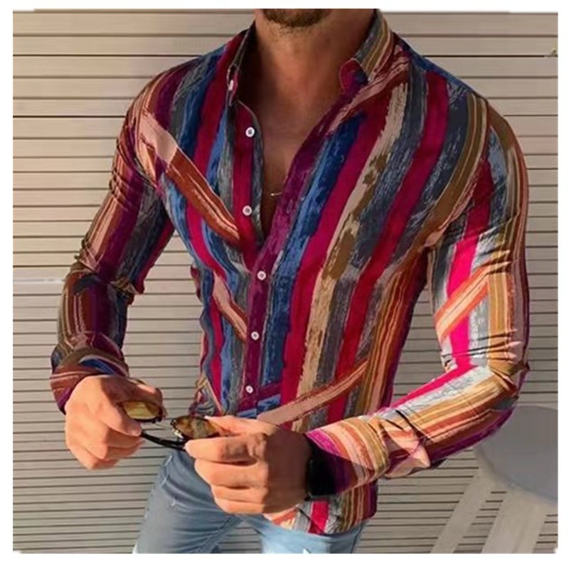 New Youth Printed Long-sleeved Men's Casual Fashion Trendy Shirt