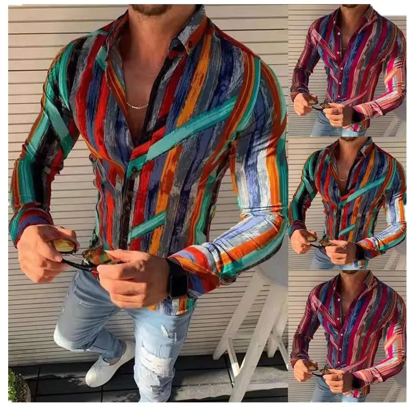 New Youth Printed Long-sleeved Men's Casual Fashion Trendy Shirt
