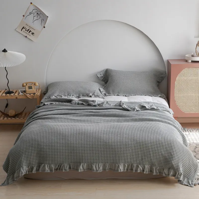 Japan Waffle Plaid Blankets for Bed Sofa Throws Cotton