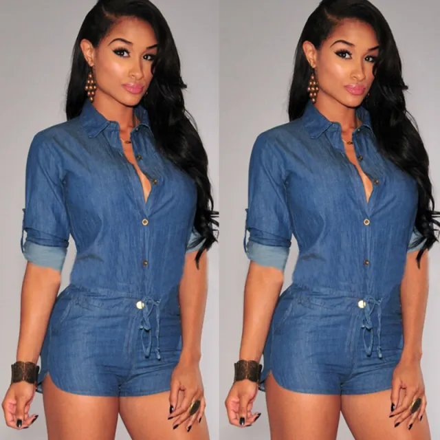 European And American Plus Size Sleeveless Loose Denim Jumpsuit Blue - Shop at LoveMi